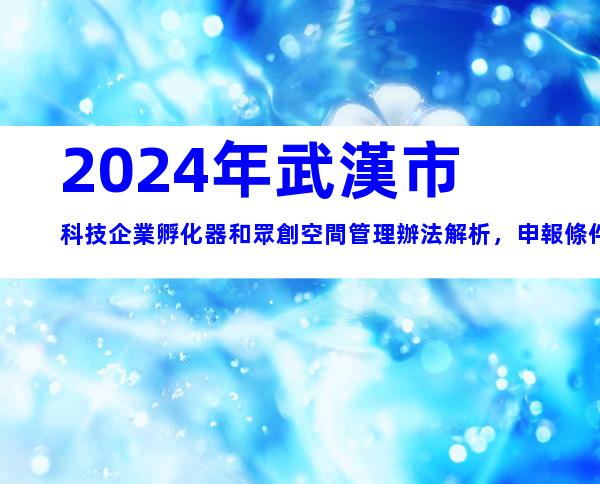 2024年武漢市科技企業孵化器和眾創空間管理辦法解析，申報條件、流程
