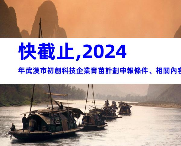 快截止,2024年武漢市初創科技企業育苗計劃申報條件、相關內容